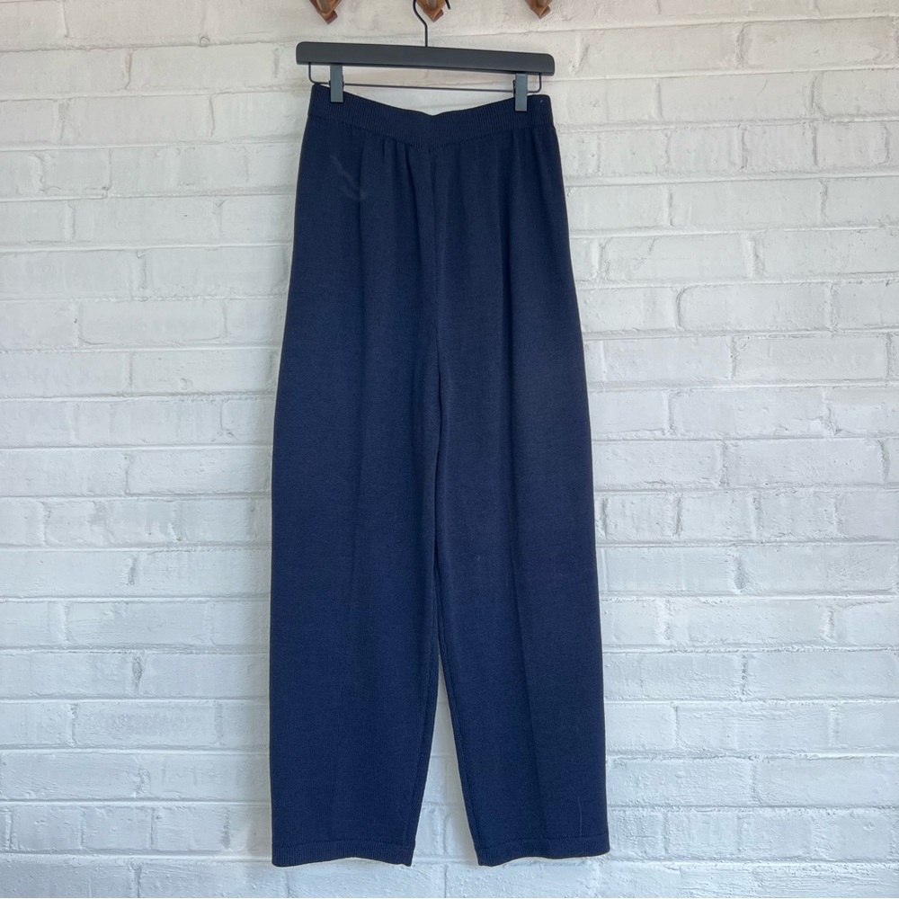St.John Collection Navy Blue Wide-Leg knit pants